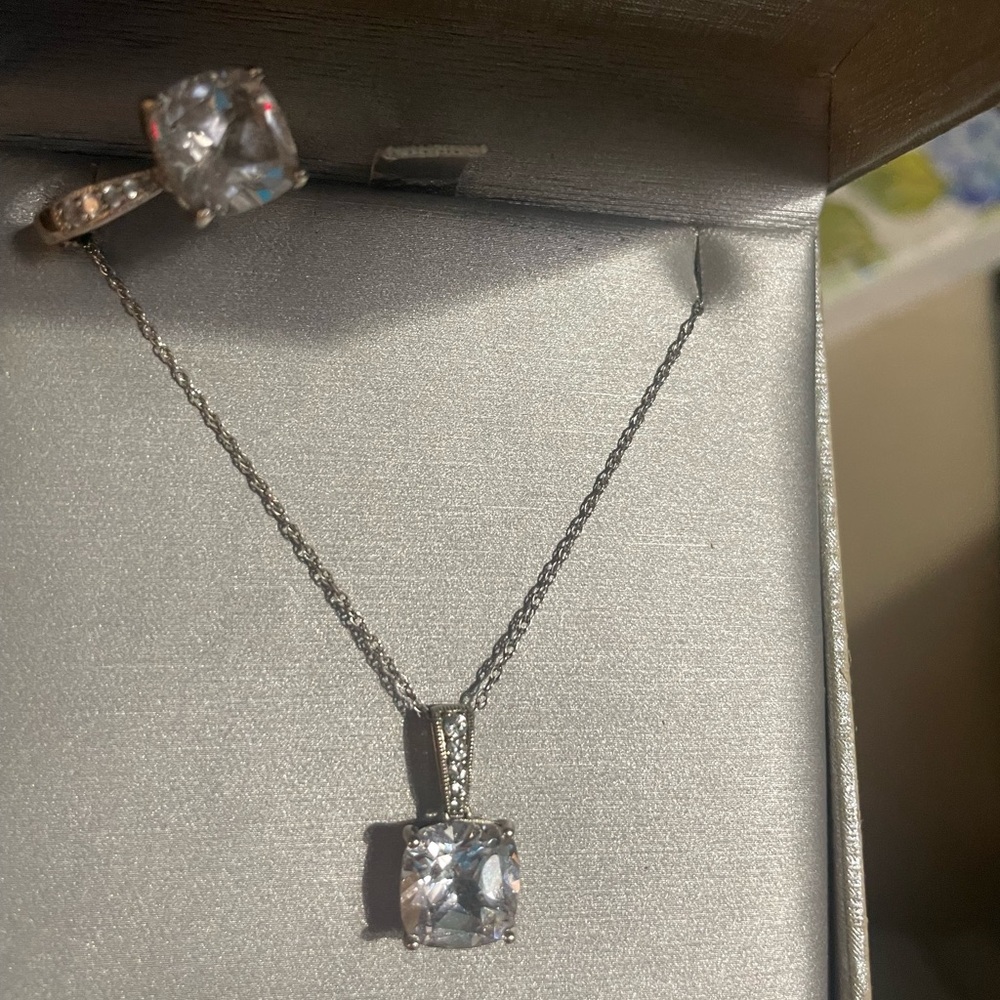 Zales matching Sterling silver Necklace and ring set.